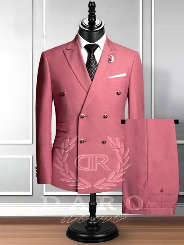 Luxury Pink Double-Breasted Men’s Suit
