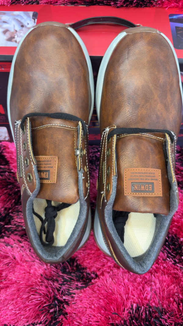 Men’s Casual Brown Leather Sneakers – EDWIN Brand