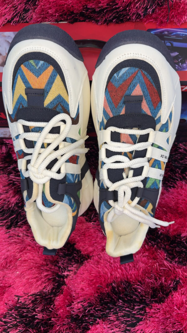 Unisex Multicolor Pattern Sneakers with White Laces – Trendy Casual Streetwear Shoes