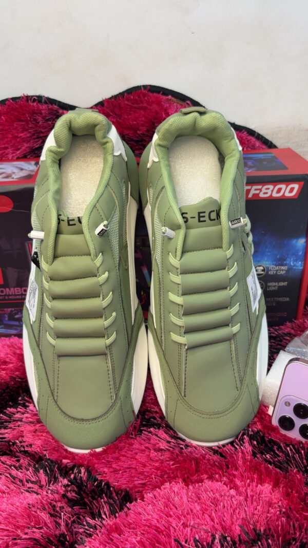 Men’s Green & White Casual Sneakers – Trendy Streetwear Lace-Up Shoes