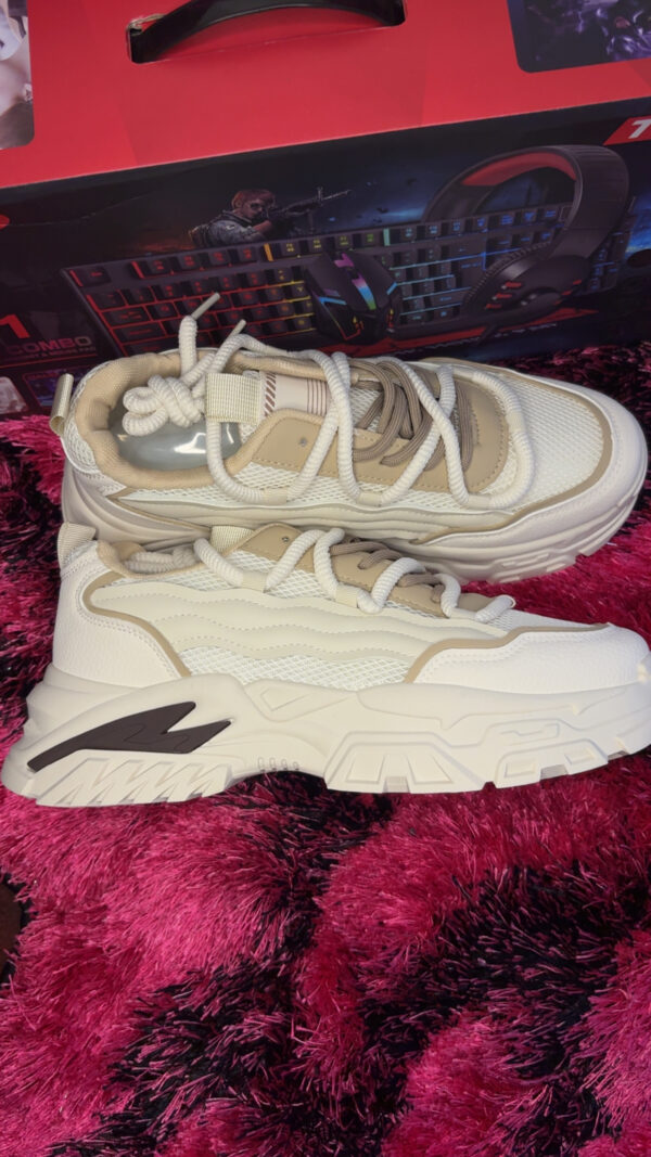 Men’s Chunky Cream Sneakers with Beige Detailing
