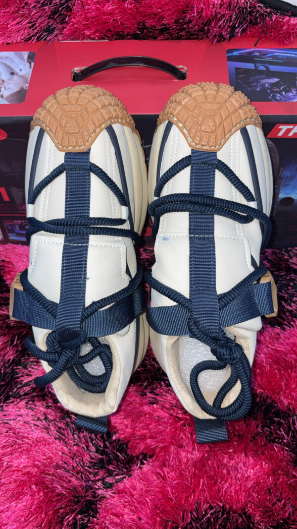 Unisex Cream & Navy Trail-Inspired Sneakers with Rugged Toe Grip