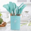 12 Pieces in 1 Set Silicone Kitchen Accessories Cooking Tools Kitchenware Cocina Silicone Kitchen Utensils With Wooden Handles