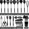 28-Piece Heat-Resistant Non-Stick Silicone Kitchen Utensils Set with Stainless Steel Handle for Cooking & Serving Fish