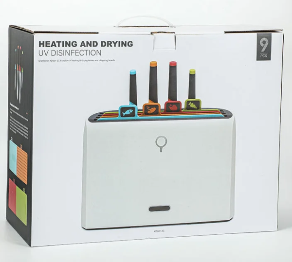 Best Kitchen Helper Appliance Smart Cutting Board and Knife Utensils Set Drying Holder Stand Sterilizer for Kitchen Gift Box ABS