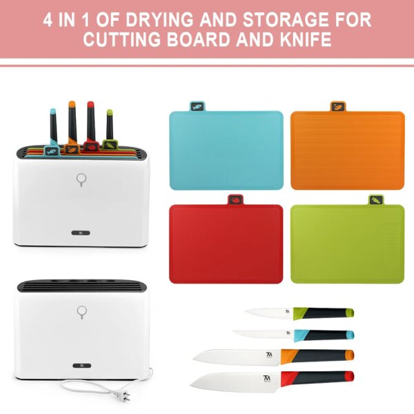 Best Kitchen Helper Appliance Smart Cutting Board and Knife Utensils Set Drying Holder Stand Sterilizer for Kitchen Gift Box ABS