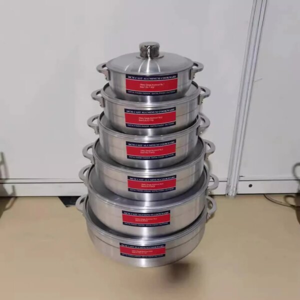 Cheap Kitchen Utensils 6 Pot Set Aluminum Pot Cast Casserole Forged Kitchen Large Capacity Cookware Soup Pot Set