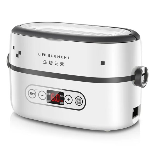 1L Ceramic Container Portable Handle Electric Heating Lunch Box for Cook Rice and Warm Food