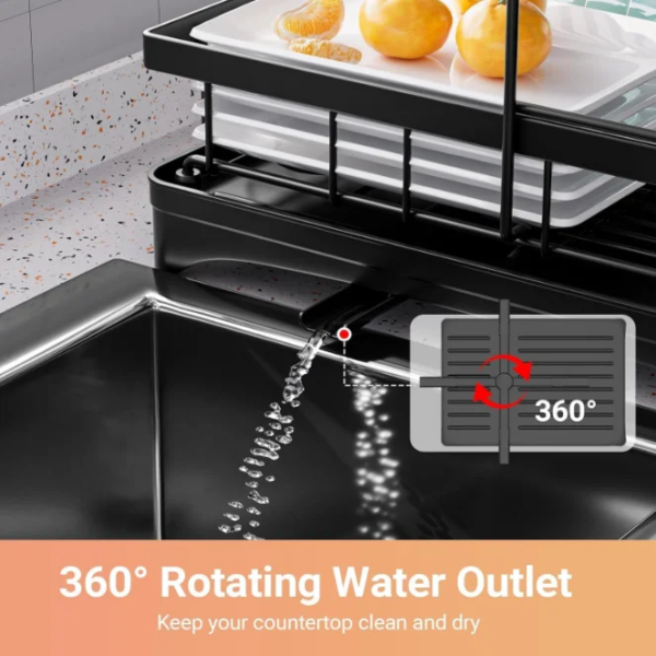 2-Tier Dish Drying Rack With Drainer Board Large Capacity Kitchen Cutlery Storage Organizer Dish Drainer with Utensil Holder