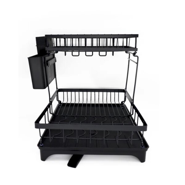 2-Tier Dish Drying Rack With Drainer Board Large Capacity Kitchen Cutlery Storage Organizer Dish Drainer with Utensil Holder