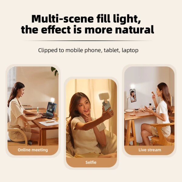 360 Rotation Adjustable Phone Selfie Ring Light Portable Led Mobile Phone Selfie Fill Light for Smart Phone Laptop