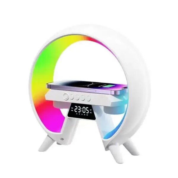4 in 1 BT Speaker With Alarm Clock Wireless Charger FM Radio Wireless Phone Charger Color Nightlight Speaker