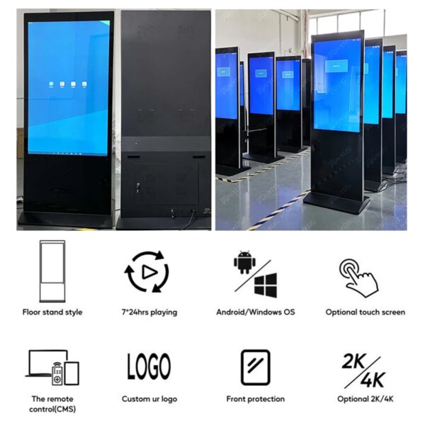 4k Touch Monitor Vertical Interactive Digital Signage LCD Touch Screens Kiosk Price Advertising Display Monitor Kiosk