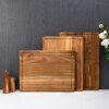 Acacia Solid Wood Cutting Board, Anti-overflow Sink & Steak Plate, Solid Wood Pizza/Grilled Meat Board