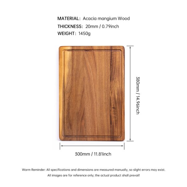 Acacia Solid Wood Cutting Board, Anti-overflow Sink & Steak Plate, Solid Wood Pizza/Grilled Meat Board