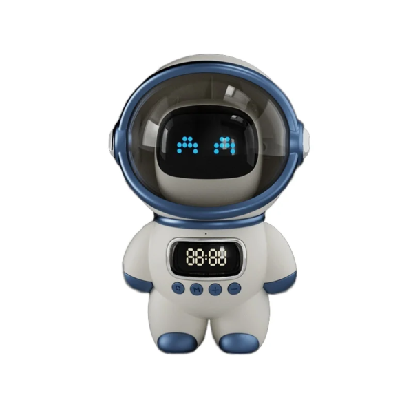 AI Smart Intercom Audio Alarm Clock Spaceman Creative Home Theatre Radio with for Bluetooth TF Card FM Battery Powered