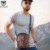 BULLCAPTAIN First Layer Cowhide Men's Messenger Bag Business Casual Handbag Men's Leather Messenger Bag Large Capacity