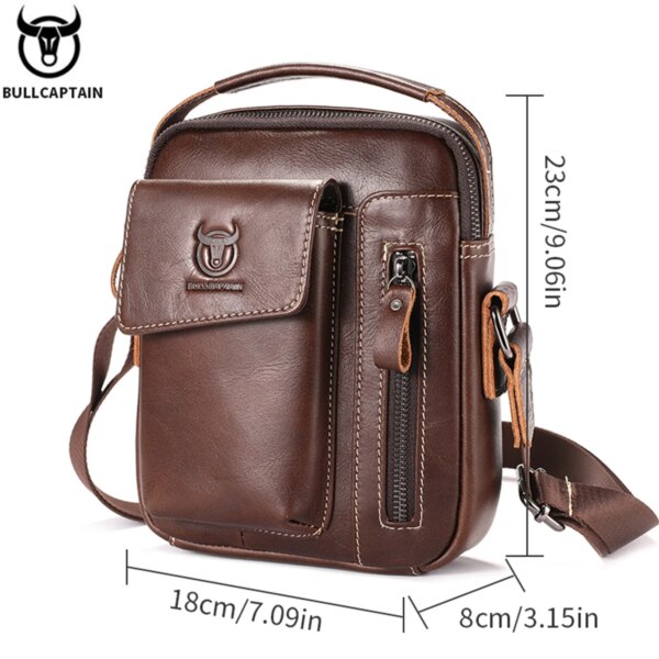 BULLCAPTAIN First Layer Cowhide Men's Messenger Bag Business Casual Handbag Men's Leather Messenger Bag Large Capacity