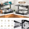 Carbon Steel Multifunctional Drain Rack Dish Sink Drying Storage Rack with Utensil Holder and Chopping Board Holder for Kitchen