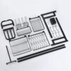 Carbon Steel Multifunctional Drain Rack Dish Sink Drying Storage Rack with Utensil Holder and Chopping Board Holder for Kitchen