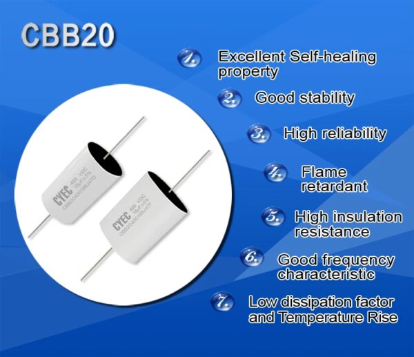 CBB20 Film Capacitor 2.2uF 250VDC Polypropylene Film Capacitor for Audio Speaker