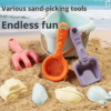 Children's Plastic Beach Toy Car Set Baby Water Play Sand Digging Hourglass Shovel Bucket Wheat Straw Material Sand Play Tool