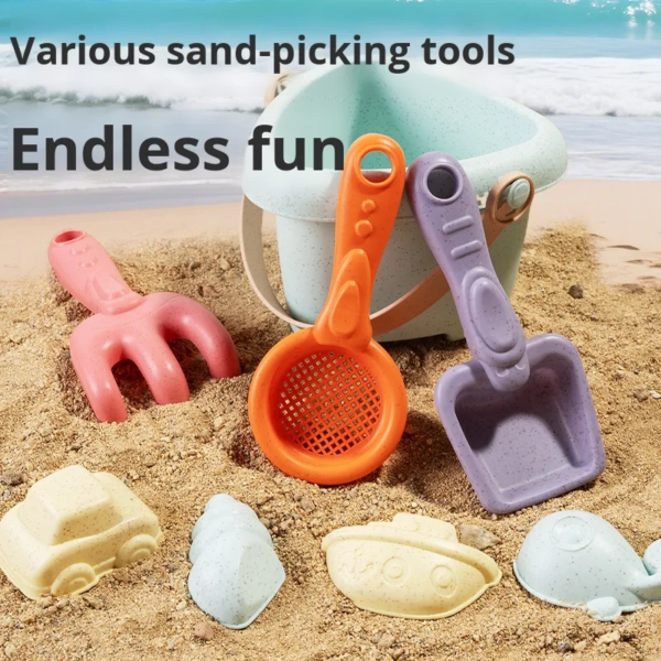 Children's Plastic Beach Toy Car Set Baby Water Play Sand Digging Hourglass Shovel Bucket Wheat Straw Material Sand Play Tool