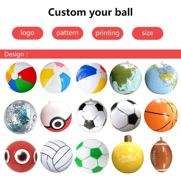 Custom Logo Printed High Quality Eco Friendly Huge PVC Inflatable Rainbow Beach Balls Promotional Toy Water Sport