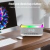 Custom Modern Desk Led Colorful Light Digital Alarm Clock Radio bluetooth Music Speaker Alarm Clock with Wireless Phone Charging