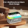 Custom Modern Desk Led Colorful Light Digital Alarm Clock Radio bluetooth Music Speaker Alarm Clock with Wireless Phone Charging