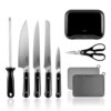 Customized Kitchen Smart Knife Set German Steel 9 Pcs Kitchen Chef Knives & Cutting Board Set with Knife Drying Holder