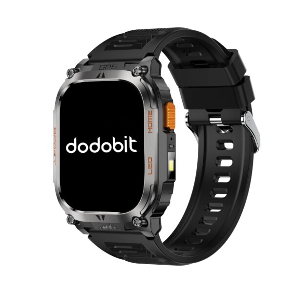 Dodobit New GPS Smart Watch DT09 with Strong Flashlight, 2.01inch Screen 630mAh Battery Call Barometric Sports Health Tracker