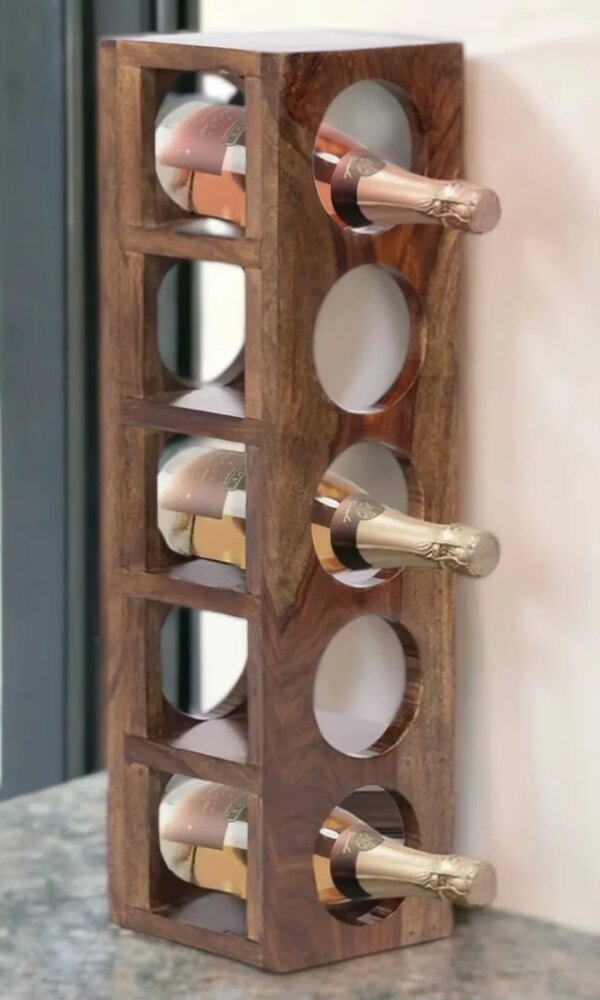 Eco-Friendly Solid Wood Bottle Rack Elegant Wine Display Shelf for Wall or Tabletop Use Handmade Quality Available for Sale