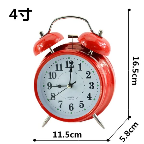 EMAF Classic Children Twin Bell Alarm Clock Metal Aloud Alarm Button Backlight Silent Quartz Alarm Clock with Roman Numerals