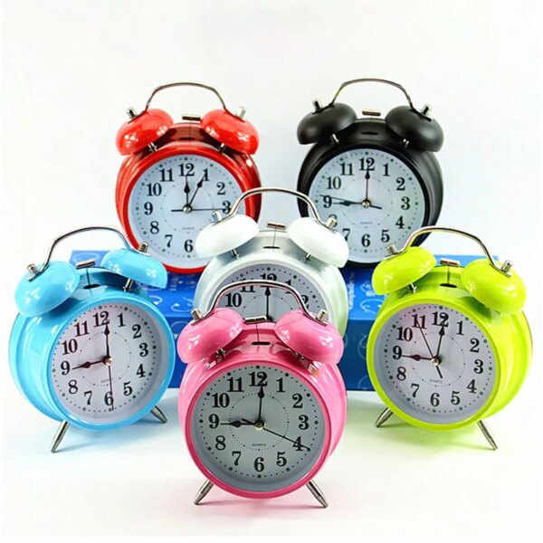 EMAF Classic Children Twin Bell Alarm Clock Metal Aloud Alarm Button Backlight Silent Quartz Alarm Clock with Roman Numerals