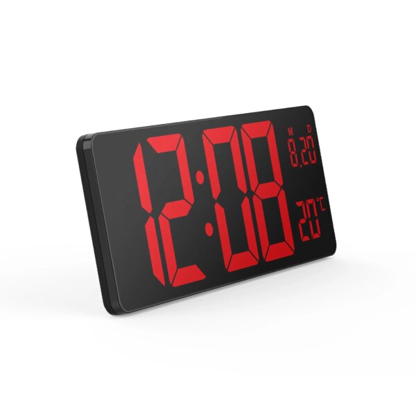 Free Sample Colorful LED Alarm Clock with Time Calendar Display Indoor Thermometer Color Light Decorative Big Digital Wall Clock