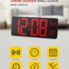 Free Sample Colorful LED Alarm Clock with Time Calendar Display Indoor Thermometer Color Light Decorative Big Digital Wall Clock