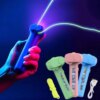 Glow in the Dark String Rope Launcher Portable Handheld Stress Relief Toy for Kids for Parties and Beach Toys