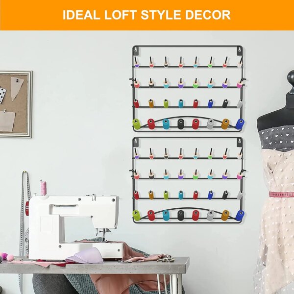 H091 Metal Thread Rack Organizer Sewing Storage Stand with Hooks, Large Rack for Quilting Embroidery Jewelry Rack