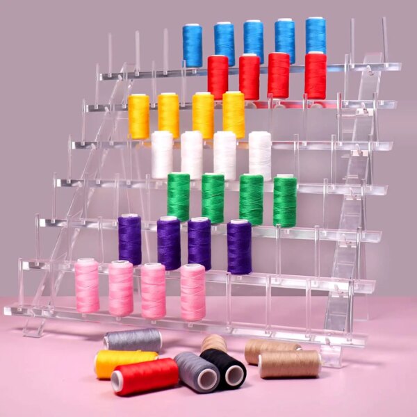 H091 Metal Thread Rack Organizer Sewing Storage Stand with Hooks, Large Rack for Quilting Embroidery Jewelry Rack