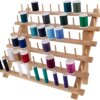 H091 Metal Thread Rack Organizer Sewing Storage Stand with Hooks, Large Rack for Quilting Embroidery Jewelry Rack