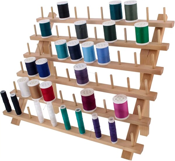 H091 Metal Thread Rack Organizer Sewing Storage Stand with Hooks, Large Rack for Quilting Embroidery Jewelry Rack