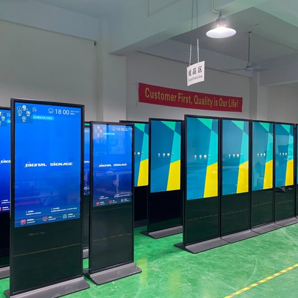 HDFocus OEM ODM 32 to 85 Inch Indoor Floor Standing LCD Interactive Kiosk Android Digital Signage Display Screen for Advertising