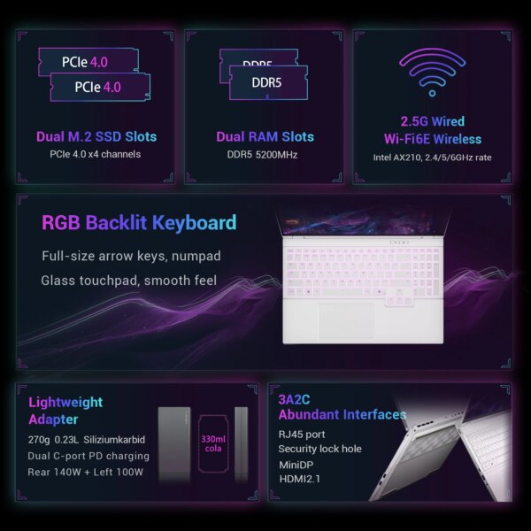 High Quality Gaming Laptop Brand New Firebat Huan 16 Pro Model with Intel I7 13700HX CPU RTX 5060 8G GPU Gaming Laptop