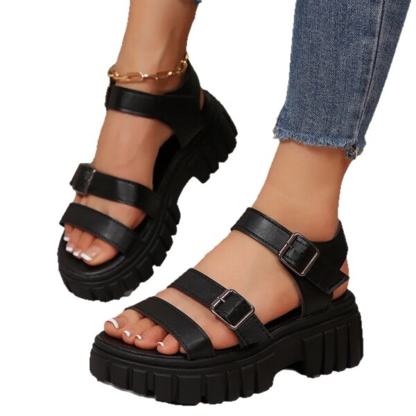 Large Size Sandals 2025 New Arrival Casual Thick Sole Sandals Easiest For Match One-line Buckle Strap Open Toe Roman Sandals