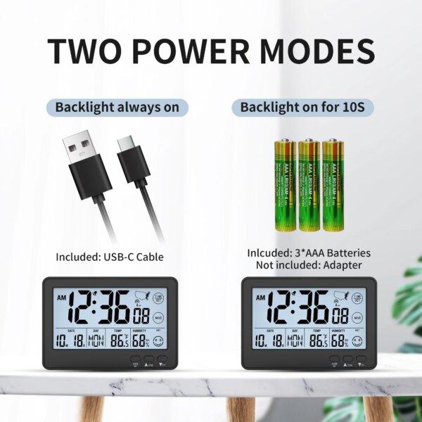 LCD Atomic Wall Clock Digital Church Clock Auto Time Calibration Timer Multi-Function Calendar Radio Wave Alarm Clock