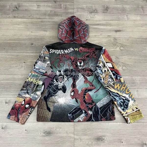 Men's Loose Fit Tapestry Hoodie Thick Dyed Print Street Style Sweatshirt Autumn Season Polyester/Cotton Hooded Garment Wholesale