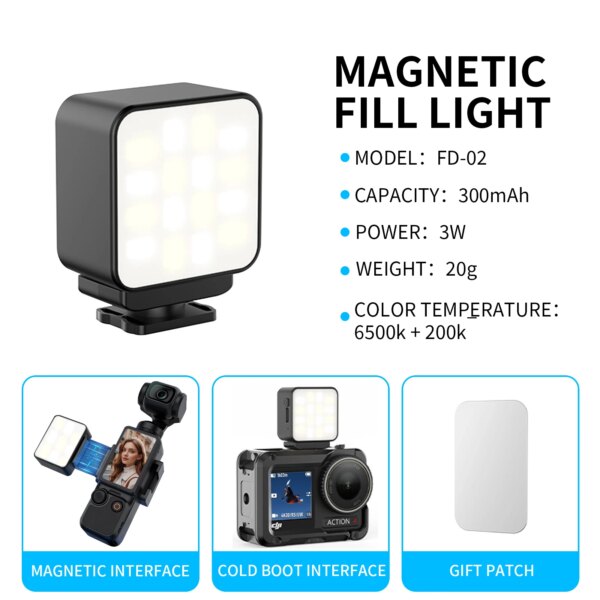 Mobile Phone Action Camera Selfie Fill Light, Mini Portable Camera Video Shooting Beauty Led Pocket Fill Light