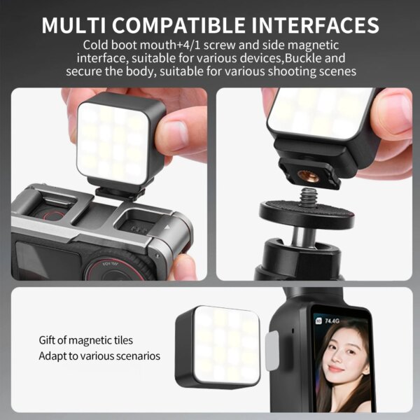 Mobile Phone Action Camera Selfie Fill Light, Mini Portable Camera Video Shooting Beauty Led Pocket Fill Light