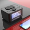 Multi Function Wireless bluetooth Alarm Clock Including 10W Wireless Charger Audio Radio Support for Charging Mobile Phone